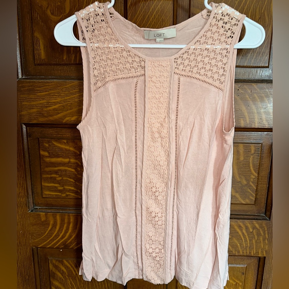 LOFT Blush Pink Crochet-Trim Sleeveless Camisole